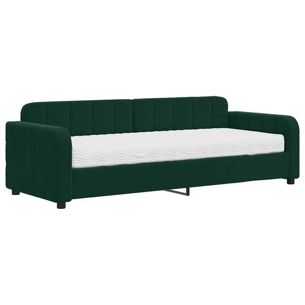 vidaXL Sof&aacute;-cama com colch&atilde;o 80x200 cm veludo verde-escuro