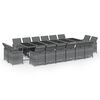 vidaXL 17 pcs conjunto jantar p/ jardim c/ almofad&otilde;es vime PE cinzento