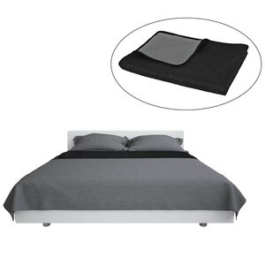 vidaXL Colcha de dupla face acolchoada 170x210 cm cinzento e preto