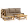 vidaXL 5 pcs conj. lounge jardim bambu almofad&otilde;es cinzento-acastanhado