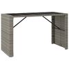 vidaXL Mesa de bar com tampo de vidro 185x80x110 cm vime PE cinzento