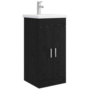 vidaXL Gabinete de banheiro com pia Carvalho Preto 42 x 40 x 84,5 cm