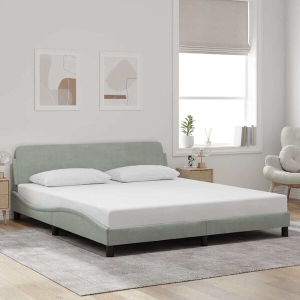 vidaXL Estrutura de cama Dover 180x200 cm veludo cinzento-claro