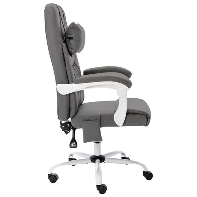 vidaXL Cadeira escritório c/ função massagem couro artificial cinzento