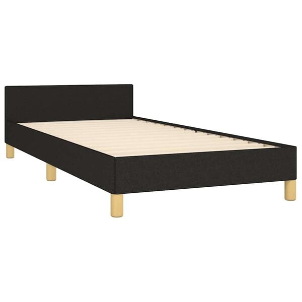 vidaXL Estrutura cama c/ cabeceira sem colch&atilde;o tecido 90x190 cm preto