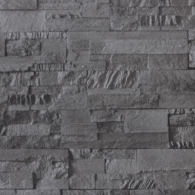vidaXL Papel de parede 3D com aspeto de pedra preto