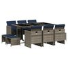 vidaXL Conjunto de jantar para jardim com 11 pe&ccedil;as e almofadas, em rattan sint&eacute;tico cinza