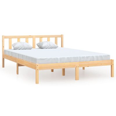 vidaXL Estrutura de cama casal 135x190 cm pinho maciço