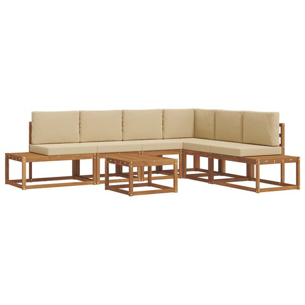 vidaXL Conjunto de Sof&aacute;s para Exterior 7 Pe&ccedil;a Natural e Bege
