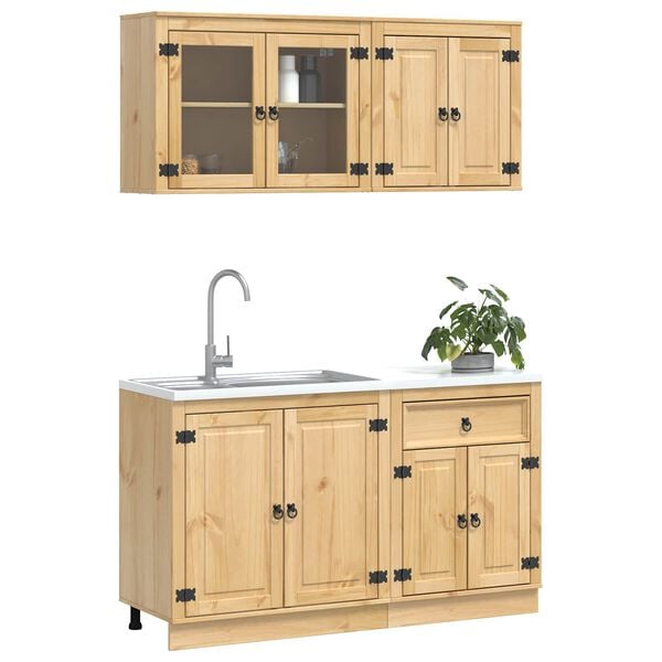 vidaXL Arm&aacute;rio SKI 4 pcs Castanho Mel Madeira de Pinheiro S&oacute;lida