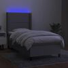 vidaXL Cama box spring c/ colch&atilde;o e LED 90x190 cm tecido cinza-claro