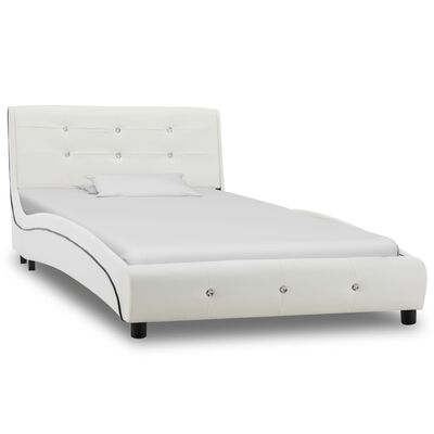 vidaXL Estrutura de cama 90x200 cm couro artificial branco