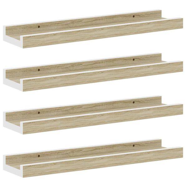 vidaXL Prateleiras de parede 4 pcs 40x9x3 cm branco e carvalho sonoma