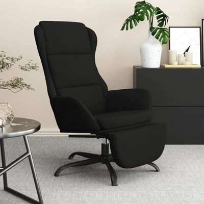 vidaXL Cadeira de descanso com apoio pés tecido de microfibra preto