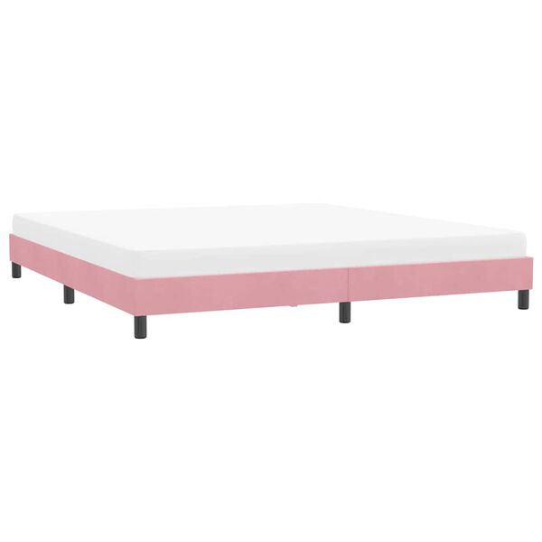 vidaXL Estrutura de cama com colchão 180x220 cm veludo rosa