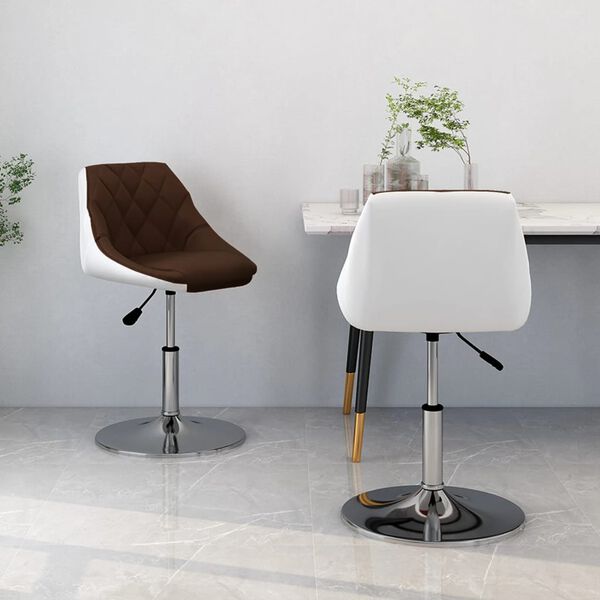 vidaXL Cadeiras de jantar girat&oacute;rias 2 pcs couro art. castanho/branco
