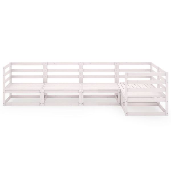 vidaXL 5 pcs conjunto lounge de jardim pinho maci&ccedil;o branco