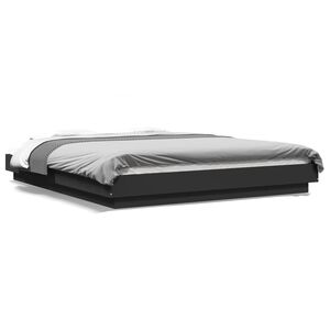 vidaXL Estrutura cama c/ luzes LED 150x200 cm derivados madeira preto