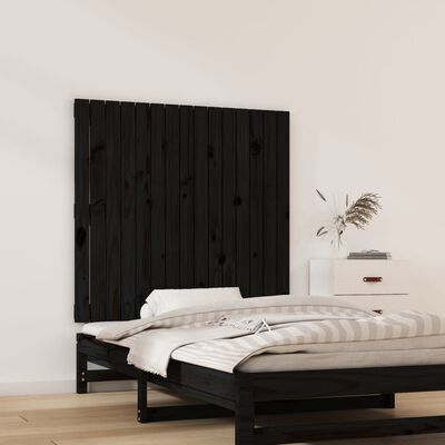 vidaXL Cabeceira de parede 95,5x3x90 cm madeira de pinho maciça preto