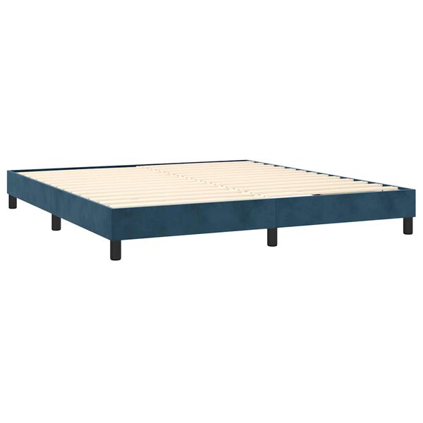 vidaXL Cama com molas/colch&atilde;o 160x200 cm veludo azul-escuro