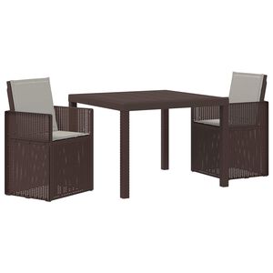 vidaXL Conjunto de Jantar para Jardim 3 pcs Marrom e Cinza Claro PP