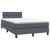 vidaXL Cama box spring c/ colch&atilde;o e LED 120x220 cm veludo cinzento-escuro