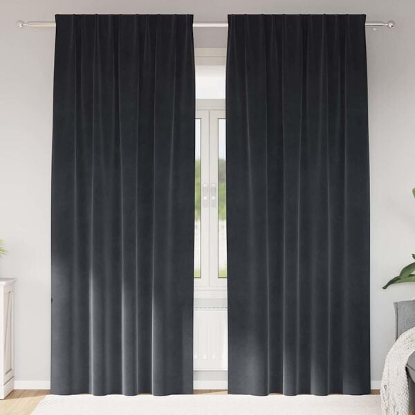 vidaXL Cortinas opacas 2 pcs Cinza Escuro 140 x 245 cm Veludo