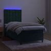vidaXL Cama box spring c/ colch&atilde;o/LED 100x200 cm veludo verde-escuro