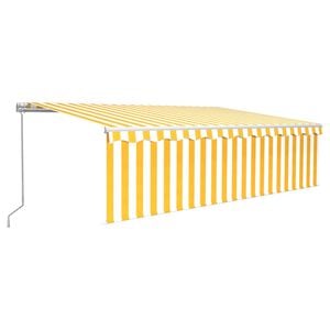 vidaXL Toldo retr&aacute;til manual com estore 5x3 m amarelo e branco
