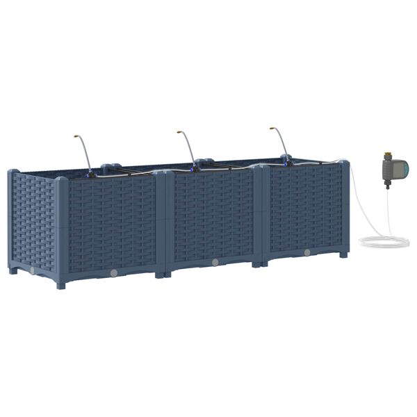 vidaXL Vaso de Jardim 3 pcs Cinzento 120 x 40 x 37,5 cm Pl&aacute;stico