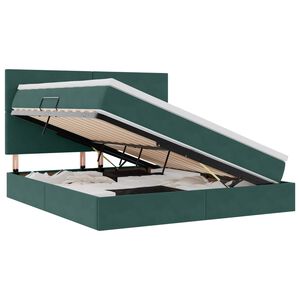vidaXL Cama com arruma&ccedil;&atilde;o e LED Verde Escuro 180 x 200 cm Veludo