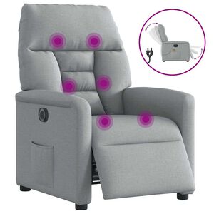 vidaXL Poltrona de massagens reclin&aacute;vel el&eacute;trica tecido cinzento-claro