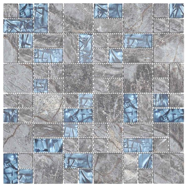 vidaXL Azulejo Mosaico 11 pcs Cinza e Azul 50 x 50 cm Vidro