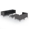 vidaXL 6 pcs conj. lounge jardim c/ almofad&otilde;es vime PE cinzento-escuro