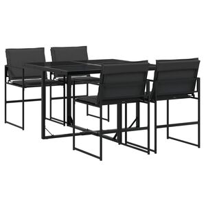 vidaXL 5 pcs conj. de jantar para jardim c/ almofad&otilde;es textilene preto