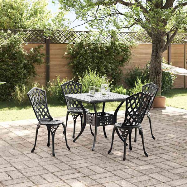 vidaXL Conjunto de Mesa de Jardim 5 pcs Preto Alum&iacute;nio Fundido
