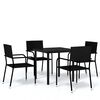 vidaXL 5 pcs conjunto de jantar para jardim preto