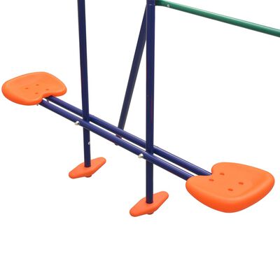 vidaXL Conjunto de baloiços com escorrega e 3 assentos laranja
