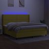 vidaXL Cama box spring c/ colch&atilde;o e LED 200x200 cm tecido verde