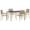 vidaXL Conjunto de Jantar para Jardim 5 unid. Bege vime PE