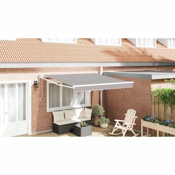 vidaXL Toldo Retr&aacute;til Cinzento-claro 350 x 250 cm Poli&eacute;ster e Alum&iacute;nio