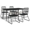 vidaXL Conjunto de jantar para jardim 5 pcs vime PVC preto