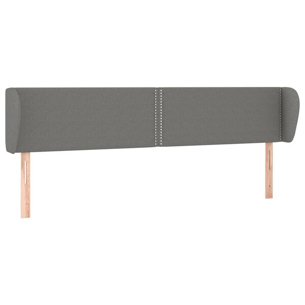 vidaXL Cabeceira de cama c/ abas tecido 163x23x78/88cm cinzento-escuro