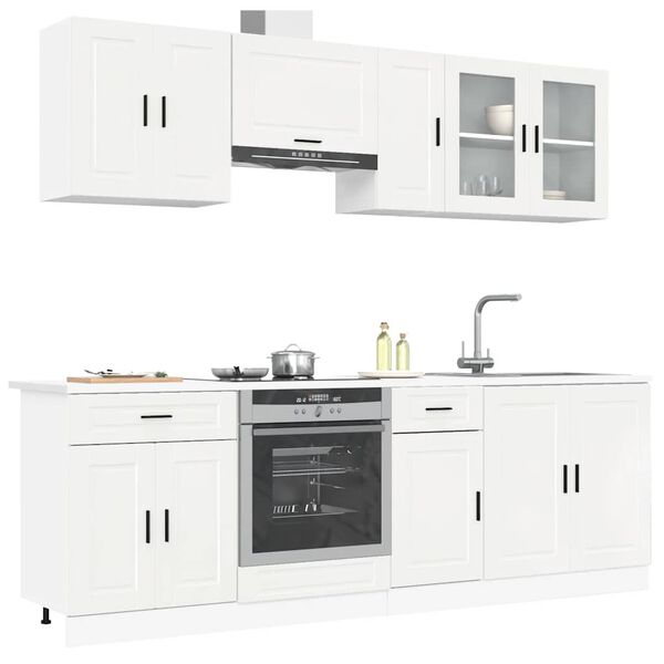 vidaXL 8 pe&ccedil;as arm&aacute;rio de cozinha conjunto Kalmar branco brilhante