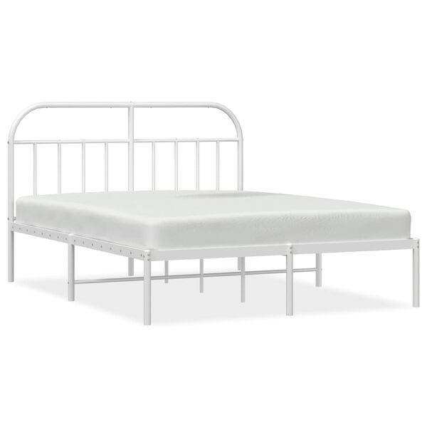 vidaXL Estrutura de cama com cabeceira 140x190 cm metal branco