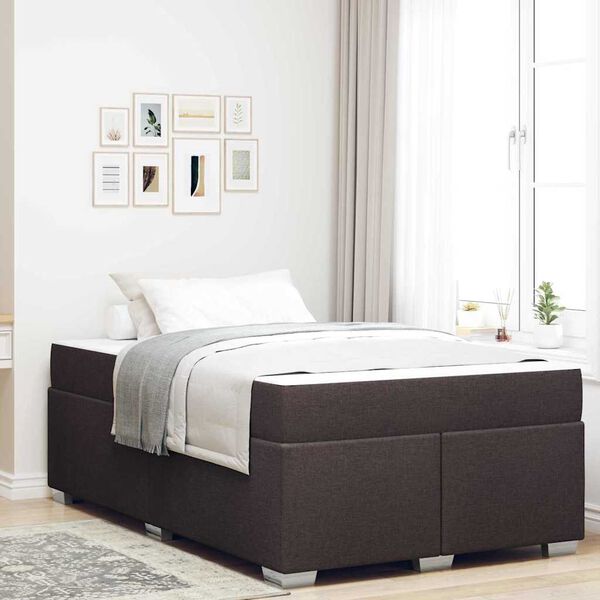 vidaXL Estrutura da Cama com colch&atilde;o Marrom Escuro 120 x 200 cm tecido