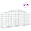 vidaXL Cestos gabi&atilde;o arqueados 15pcs 200x30x80/100cm ferro galvanizado