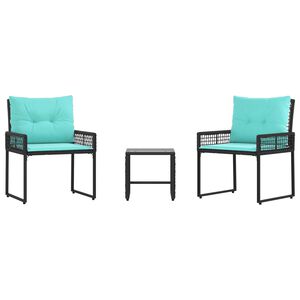vidaXL Conjunto de M&oacute;veis para Exterior 3 pcs Preto e Turquesa