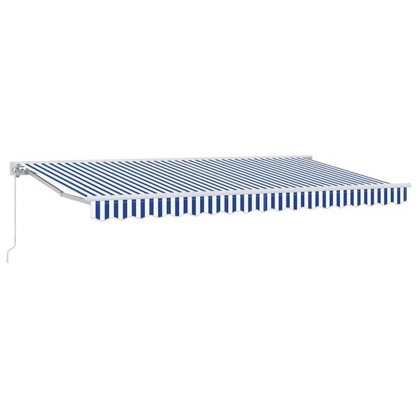 vidaXL Toldo Retr&aacute;til Azul e Branco 350 x 200 cm Alum&iacute;nio e Tecido