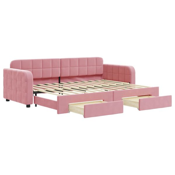 vidaXL Sofá-cama com gavetão e gavetas 80x200 cm veludo rosa